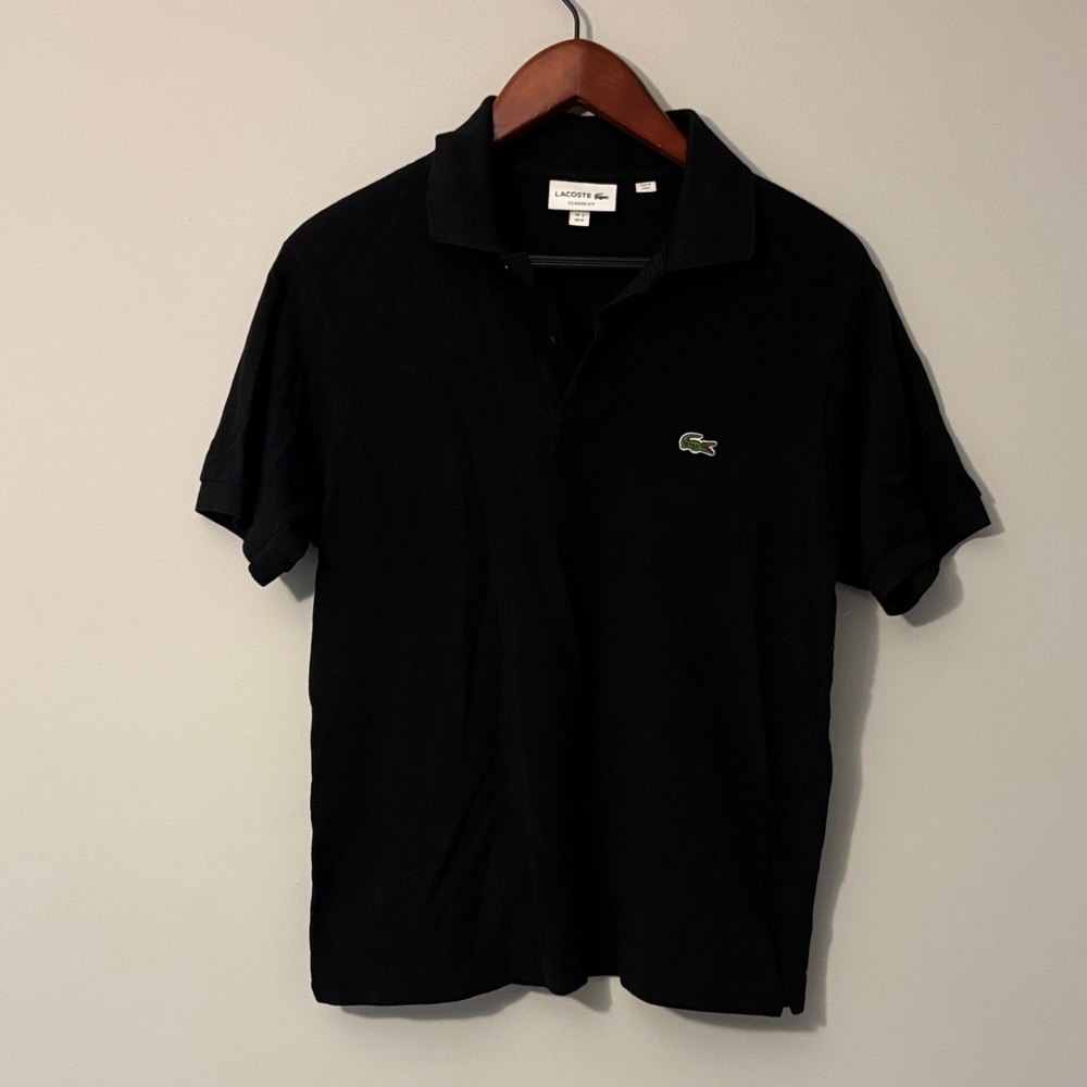 Lacoste Black Polo with Green Crocodile Logo